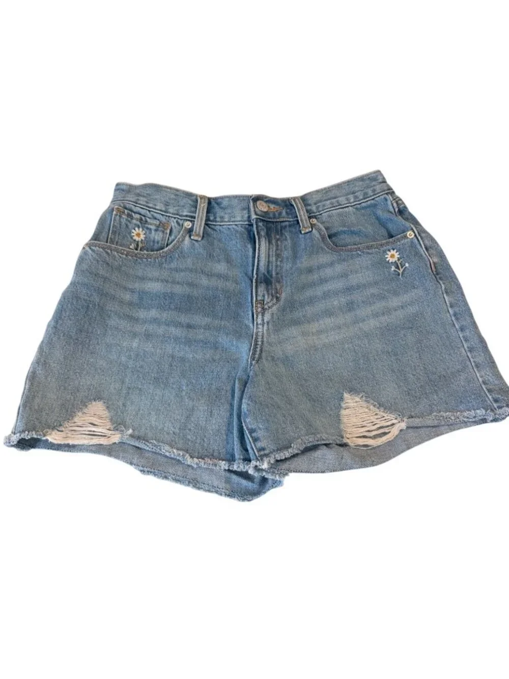 Old Navy Denim  Daisy Embroidered Cutoff Frayed Jean Shorts Size 16